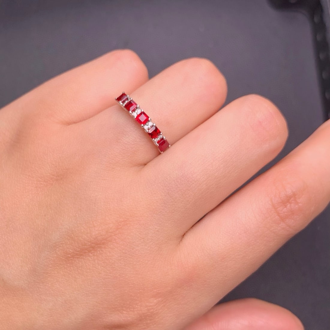 14k Gold 1.28 Ct Natural Ruby & Diamond Ring - 9