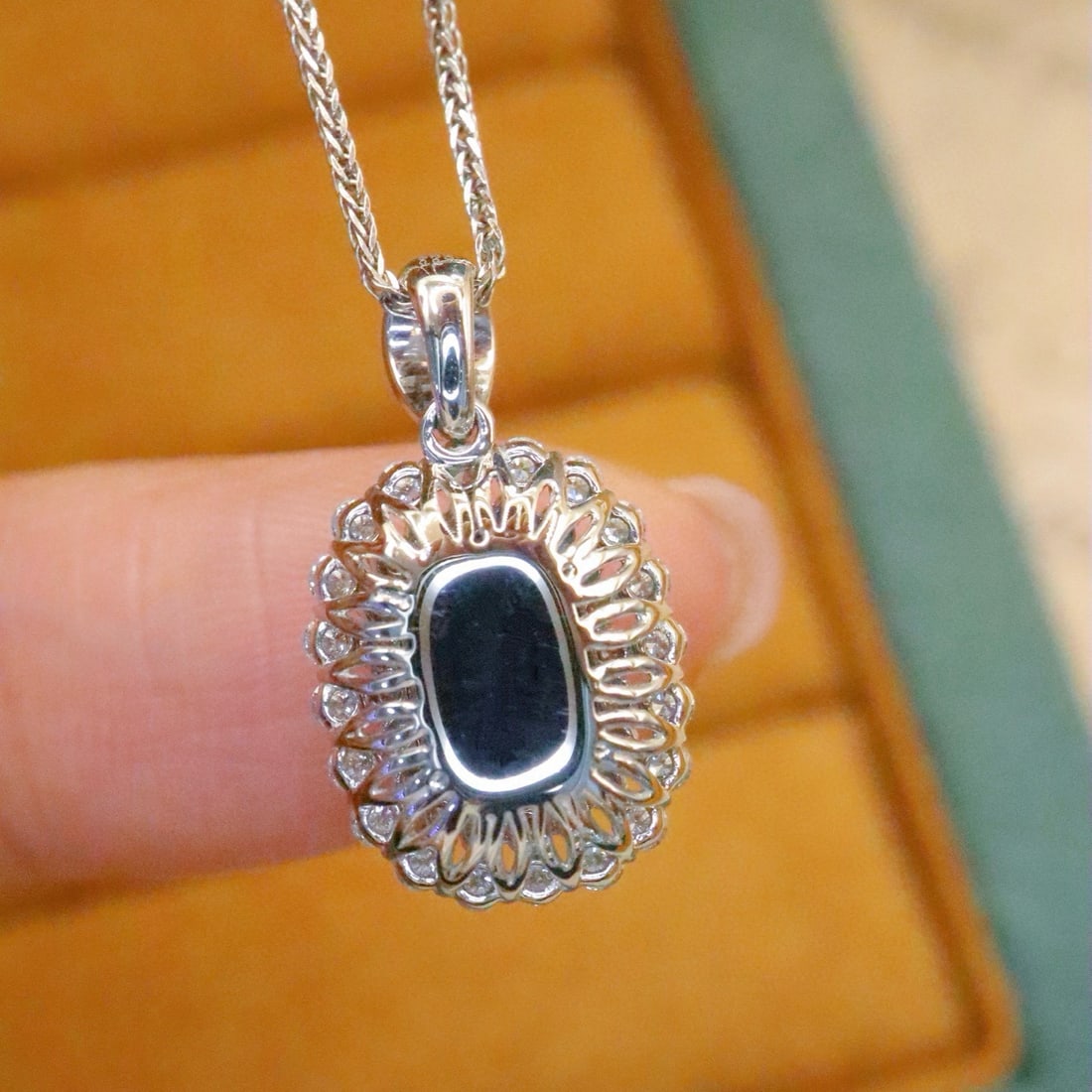 14k Gold 1.98 Ctw Natural Sapphire & Diamond Pendant( Without Chain ) - 4