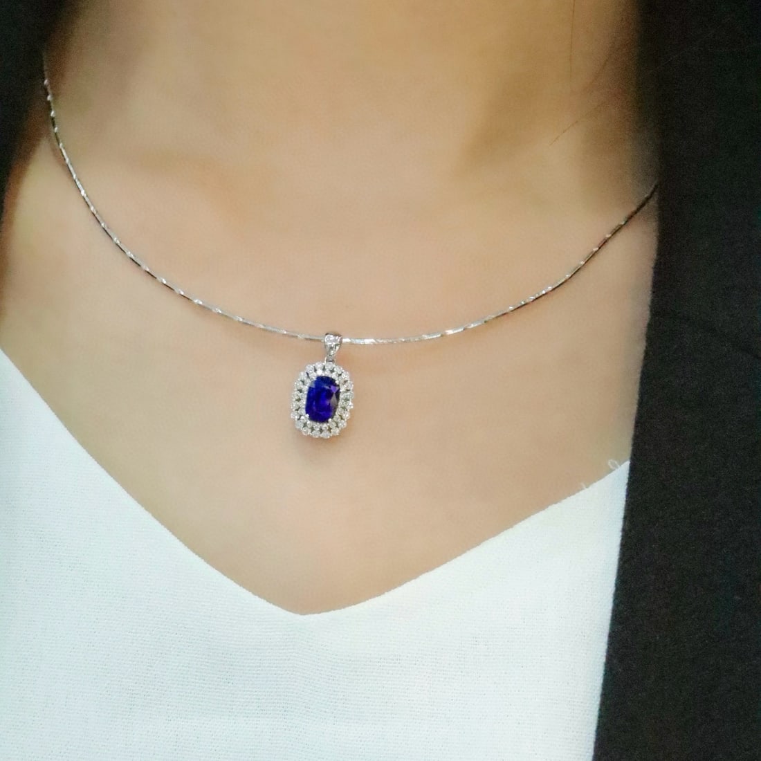 14k Gold 1.98 Ctw Natural Sapphire & Diamond Pendant( Without Chain ) - 5