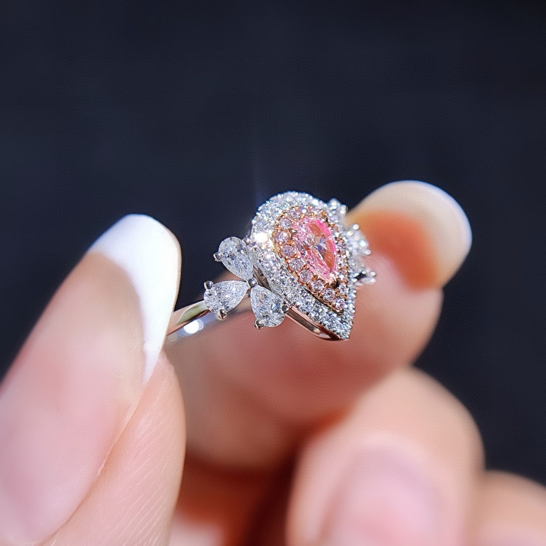 14k Gold 0.51 Ctw Natural Pink Diamond & Diamond Ring - 2