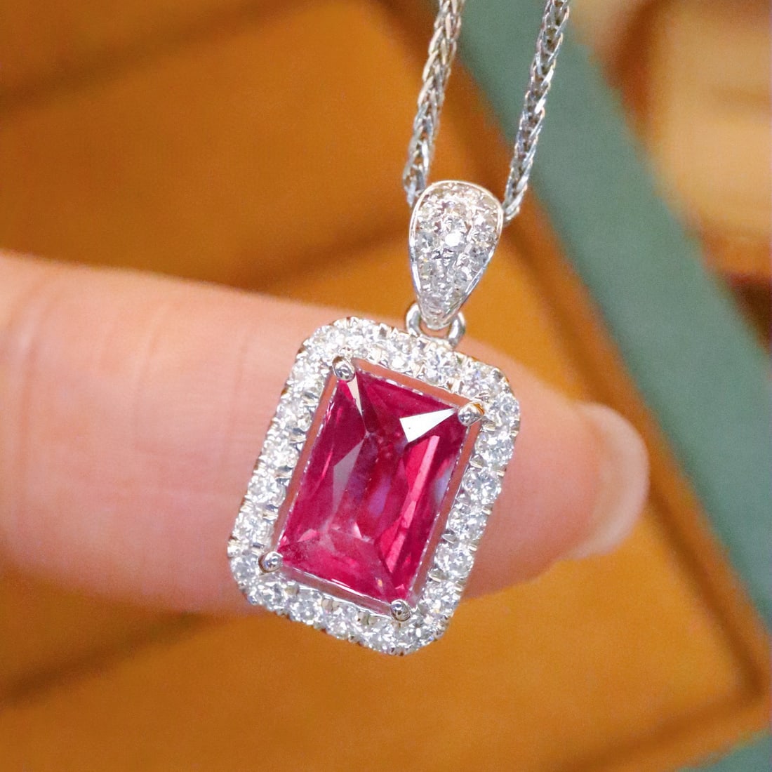 14k Gold 1.43 Ctw Natural Ruby & Diamond Pendant( Without Chain ) - 2
