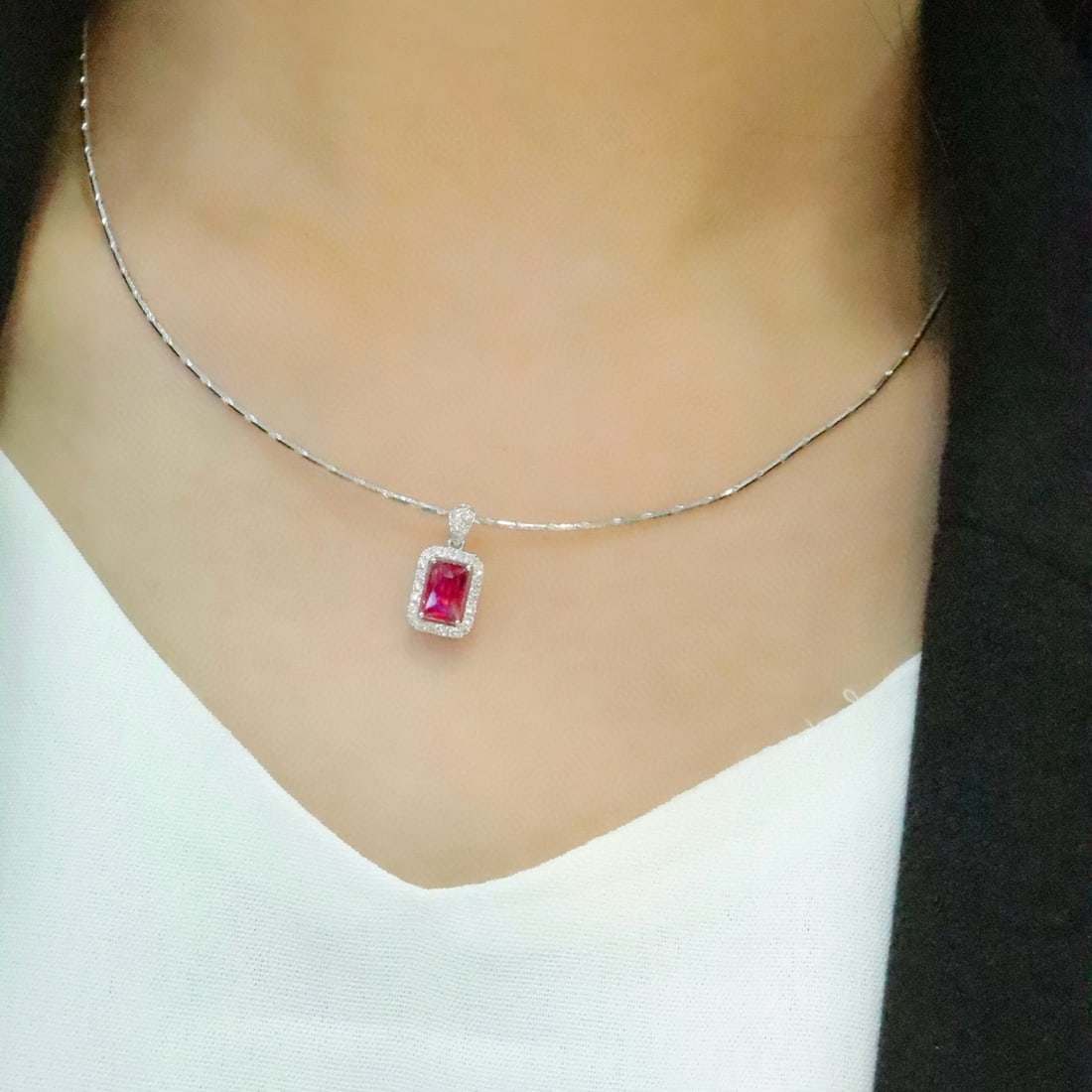 14k Gold 1.43 Ctw Natural Ruby & Diamond Pendant( Without Chain ) - 5