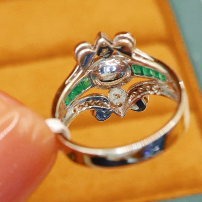 14k Gold 1.04 Ctw Natural Emerald & Diamond Ring - 4