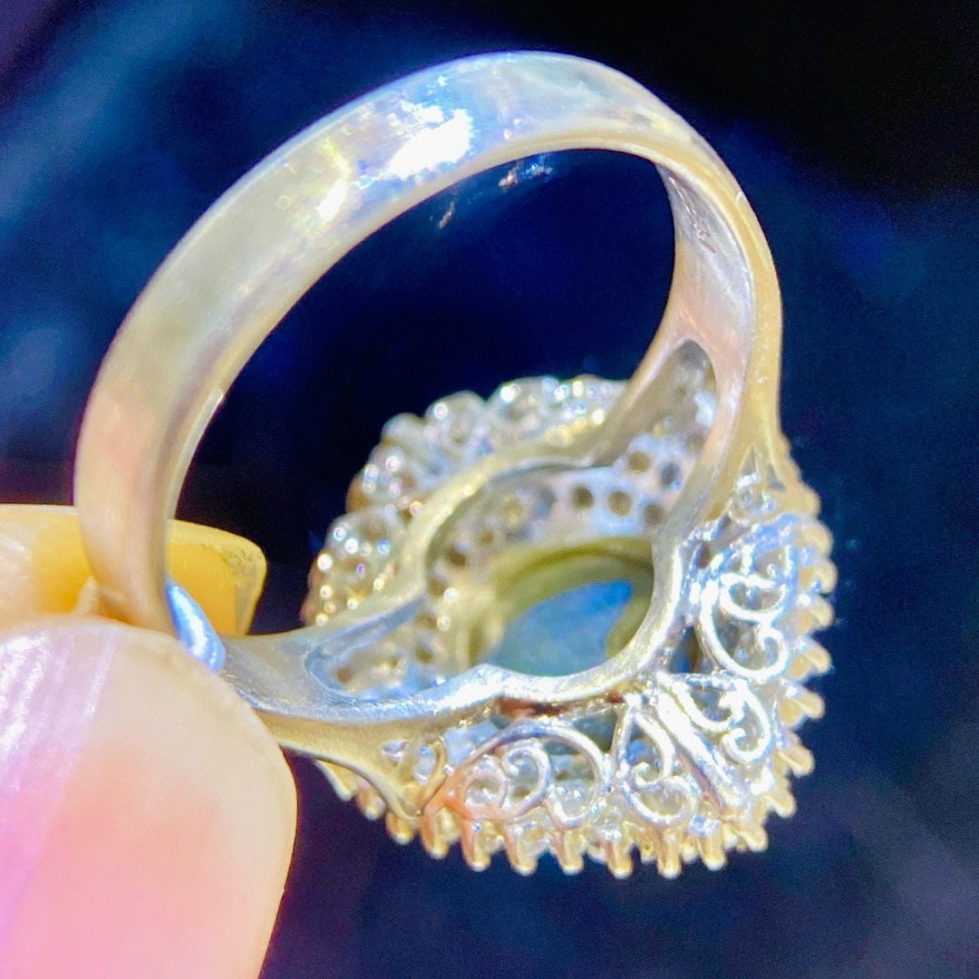 14k Gold 4.7 Ctw Natural Cat's?Eye & Diamond Ring - 4