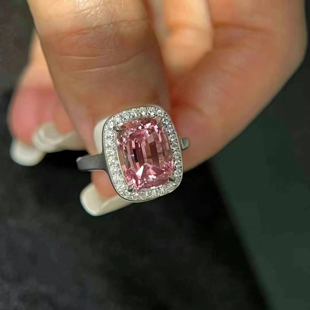 14k Gold 4.89 Ctw Natural Tourmaline & Lab Grown Diamond Ring - 2