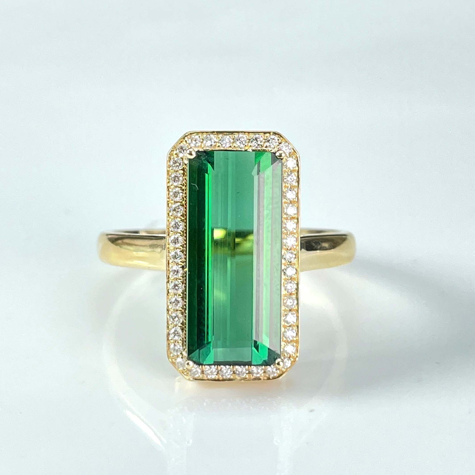 14k Gold 5 Ct Natural Tourmaline & Diamond Ring - 3