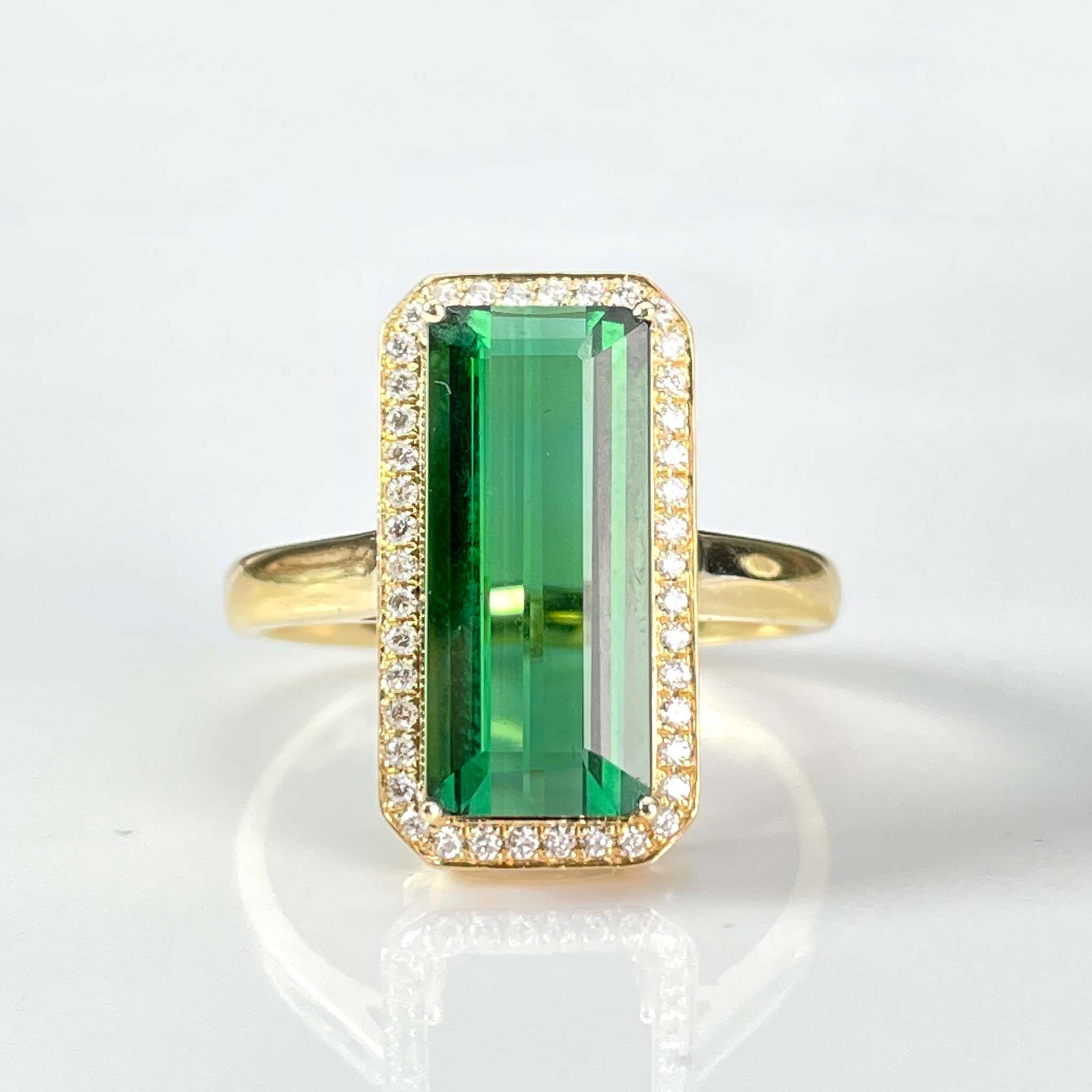14k Gold 5 Ct Natural Tourmaline & Diamond Ring - 4