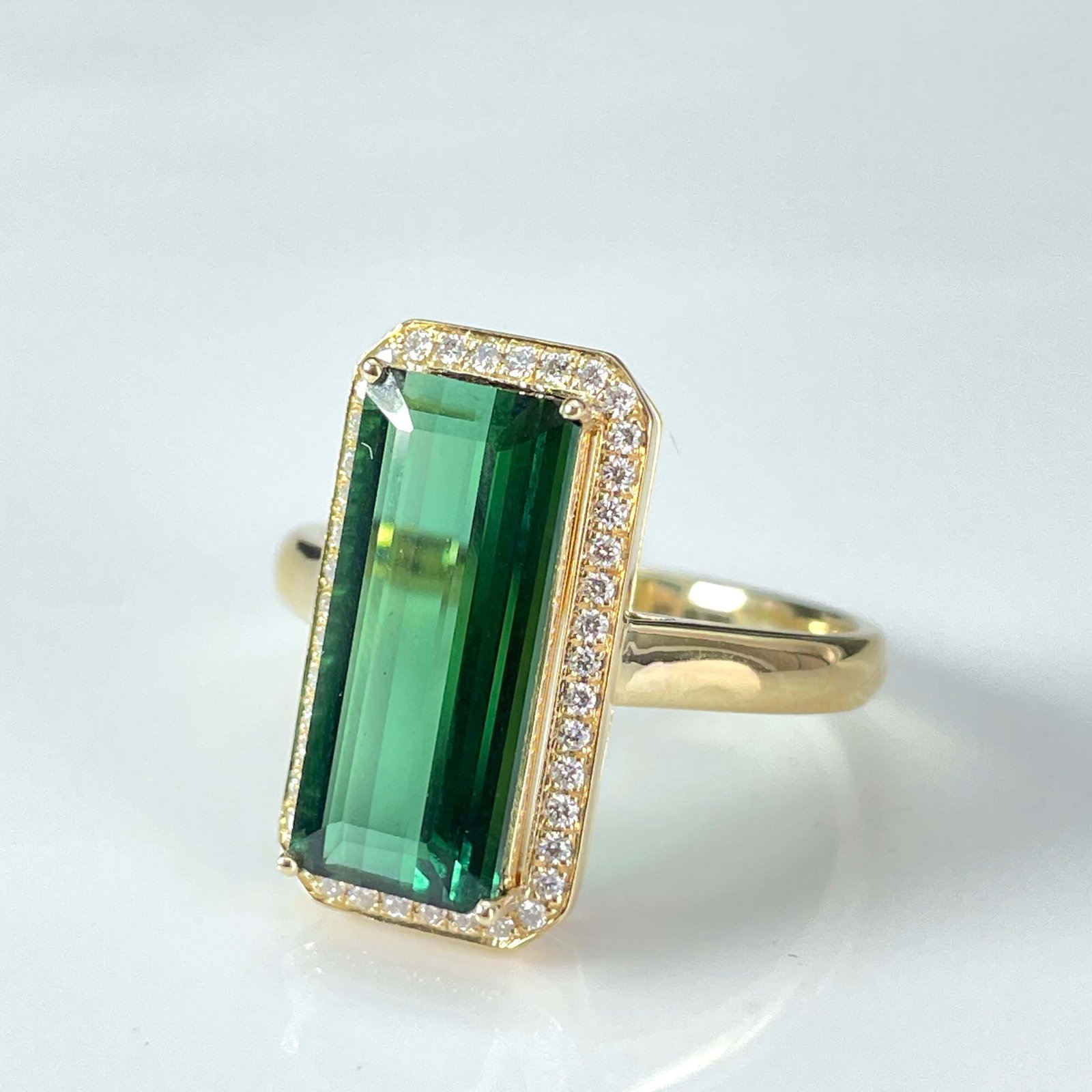 14k Gold 5 Ct Natural Tourmaline & Diamond Ring - 5