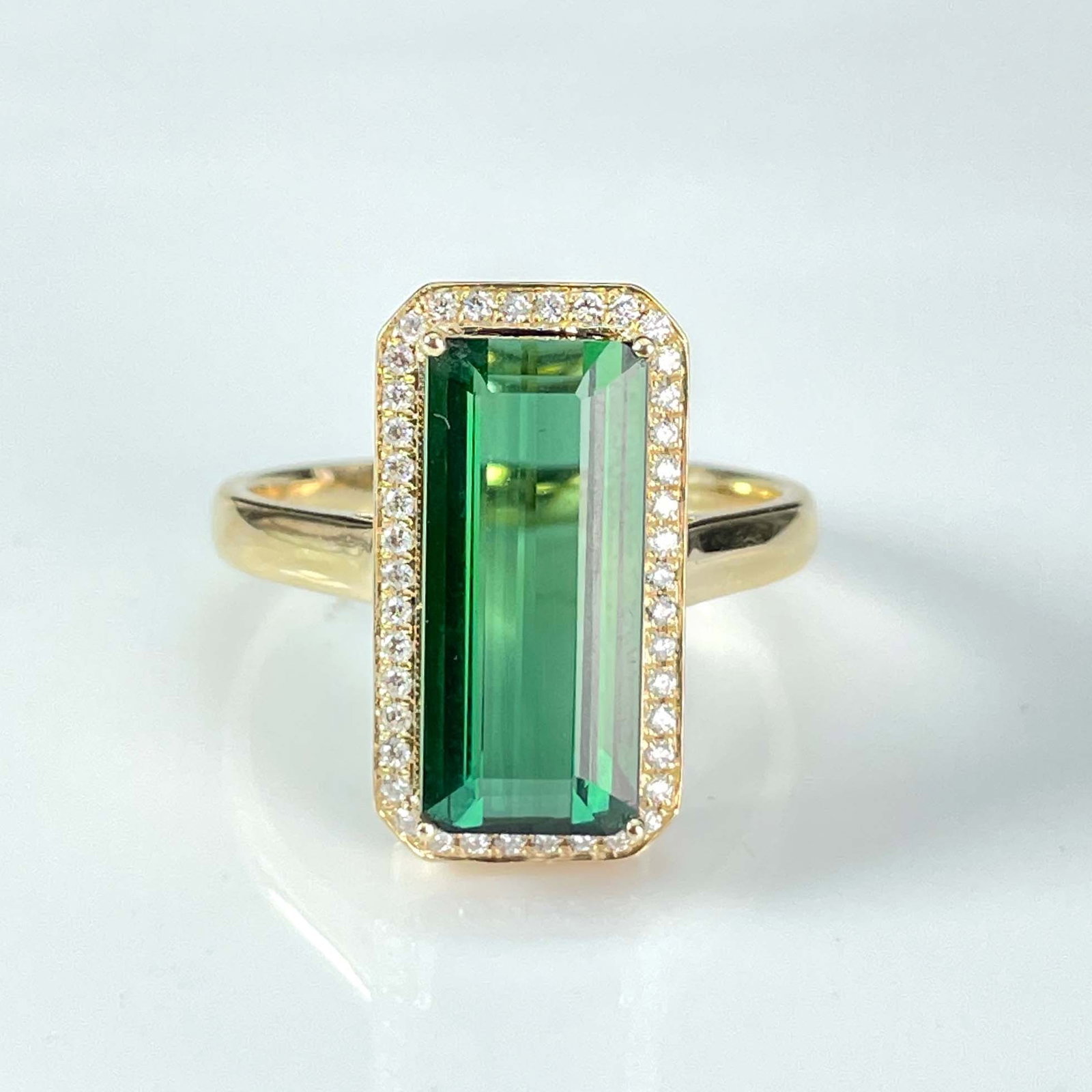 14k Gold 5 Ct Natural Tourmaline & Diamond Ring - 8