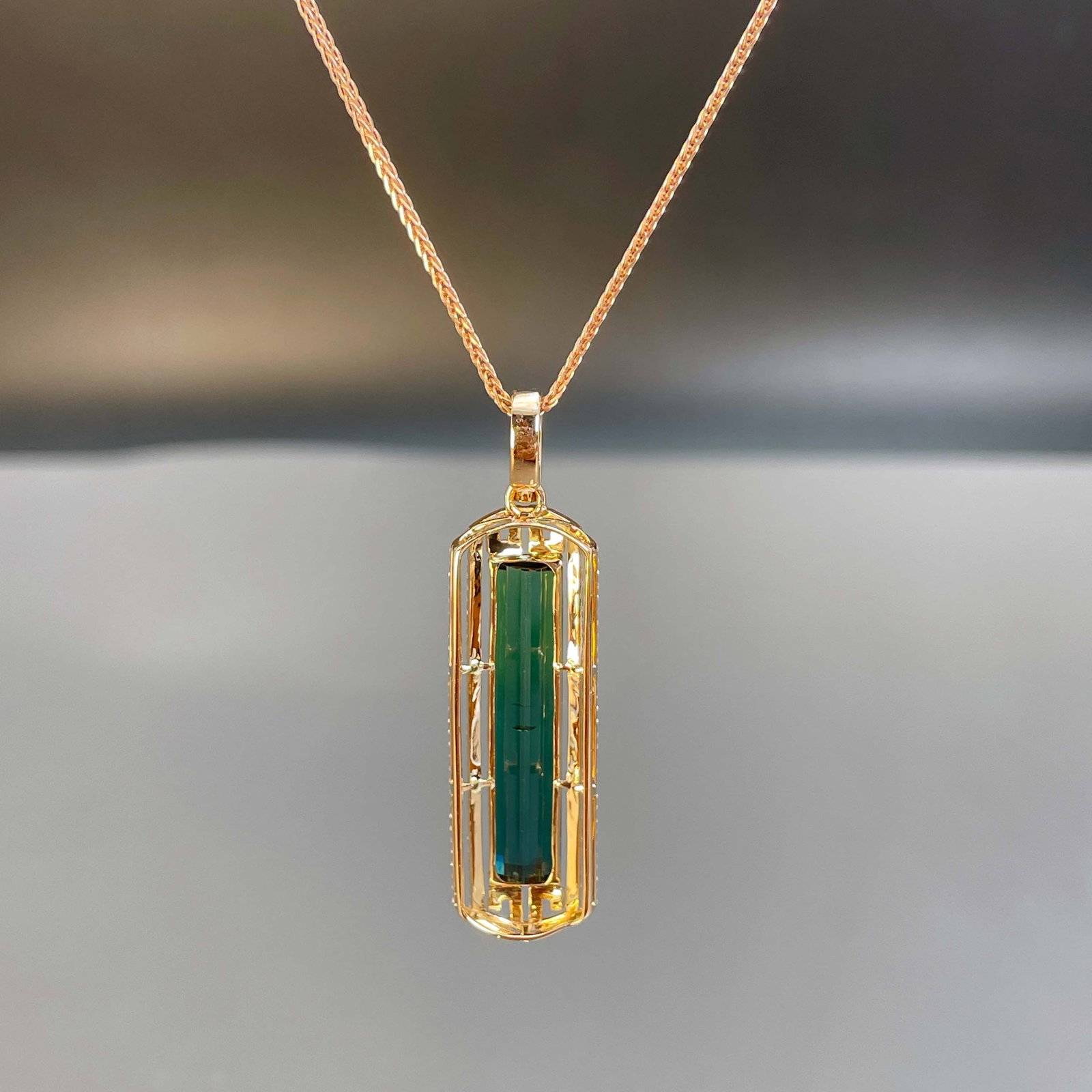 14k Gold 6.56 Ctw Natural Tourmaline & Diamond Pendant( Without Chain ) - 5