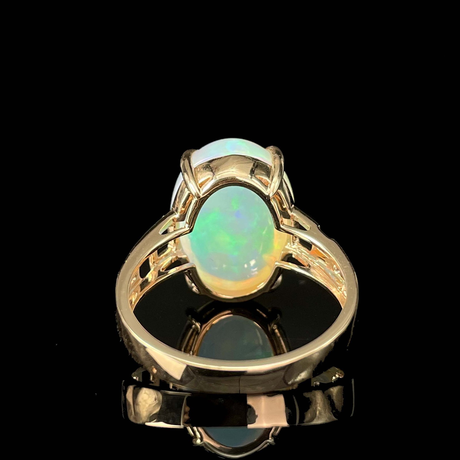 14k Gold 7.1 Ct Natural Opal & Diamond Ring - 5