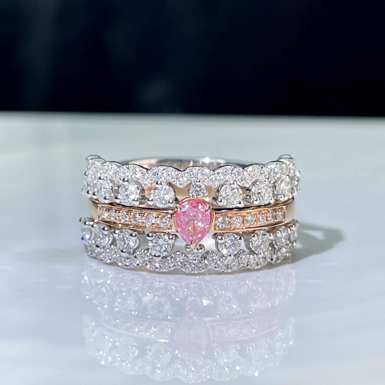 14k Gold 0.97 Ctw Natural Pink Diamond & Diamond Ring - 6