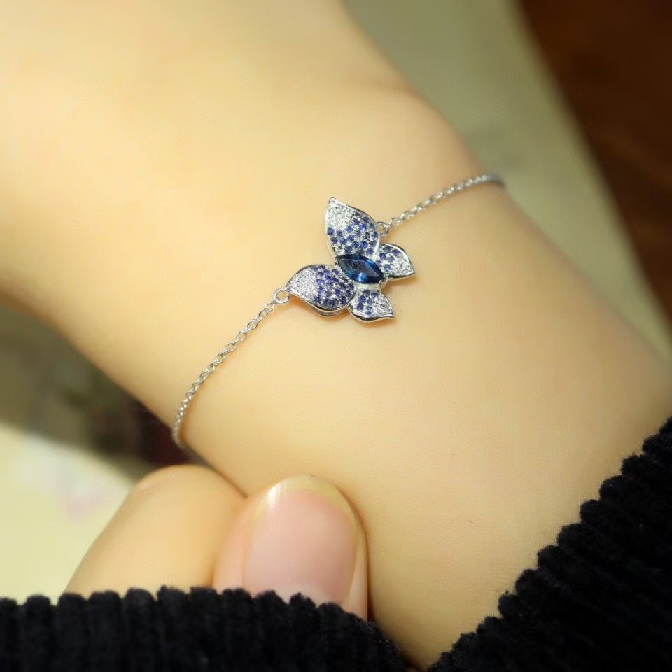 14k Gold 0.52 Ctw Natural Sapphire & Diamond Bracelet - 2