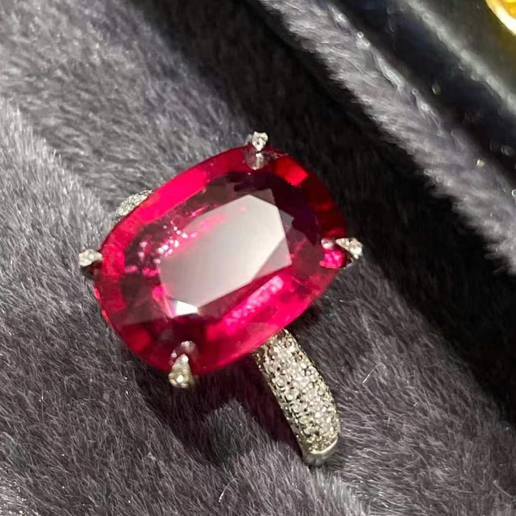 14k Gold 5.06 Ct Natural Tourmaline & Diamond Ring - 2
