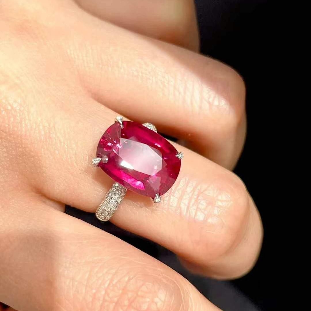 14k Gold 5.06 Ct Natural Tourmaline & Diamond Ring - 7