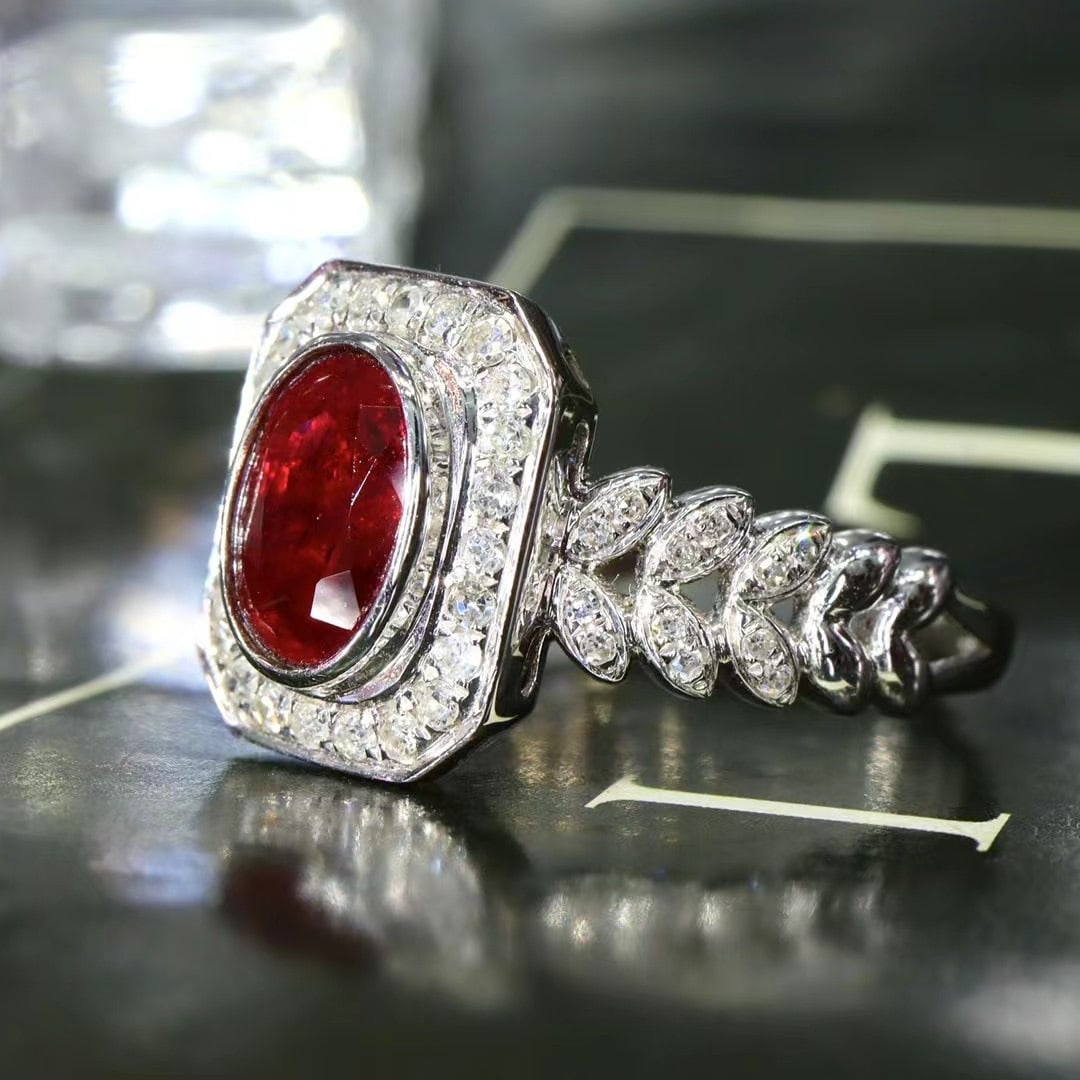 14k Gold 1.63 Ctw Vivid Red Natural Ruby & Diamond Ring - 3