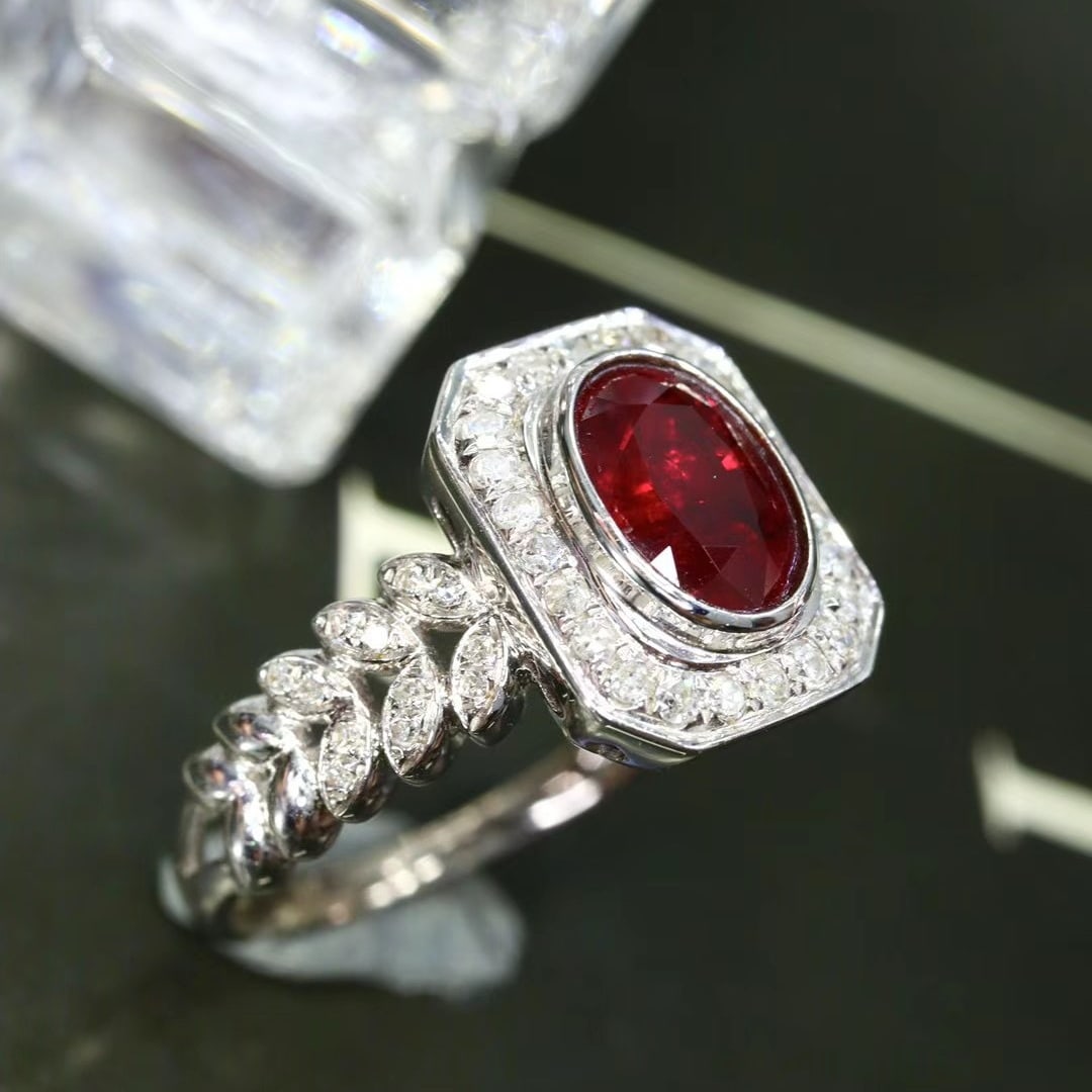 14k Gold 1.63 Ctw Vivid Red Natural Ruby & Diamond Ring - 5