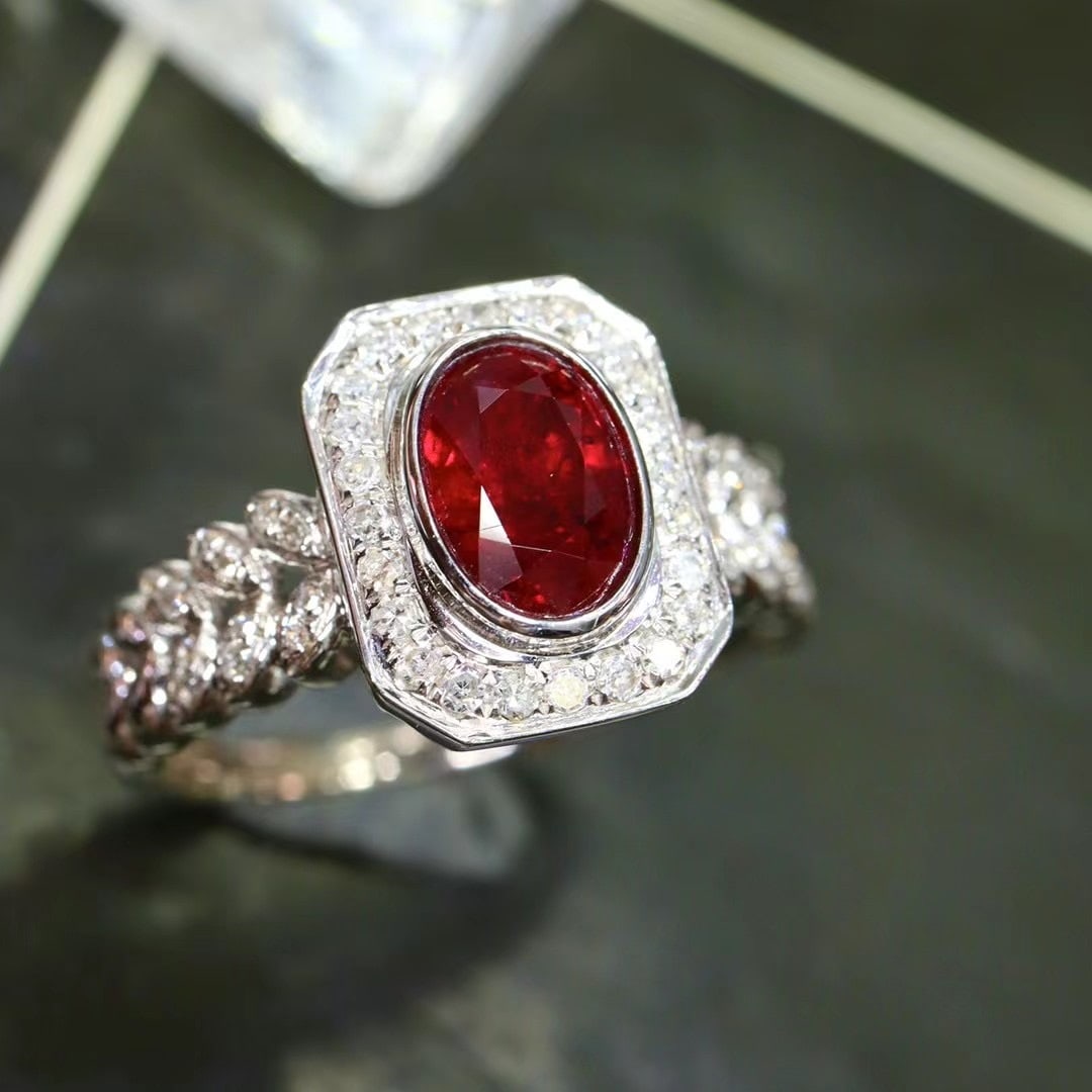 14k Gold 1.63 Ctw Vivid Red Natural Ruby & Diamond Ring - 6