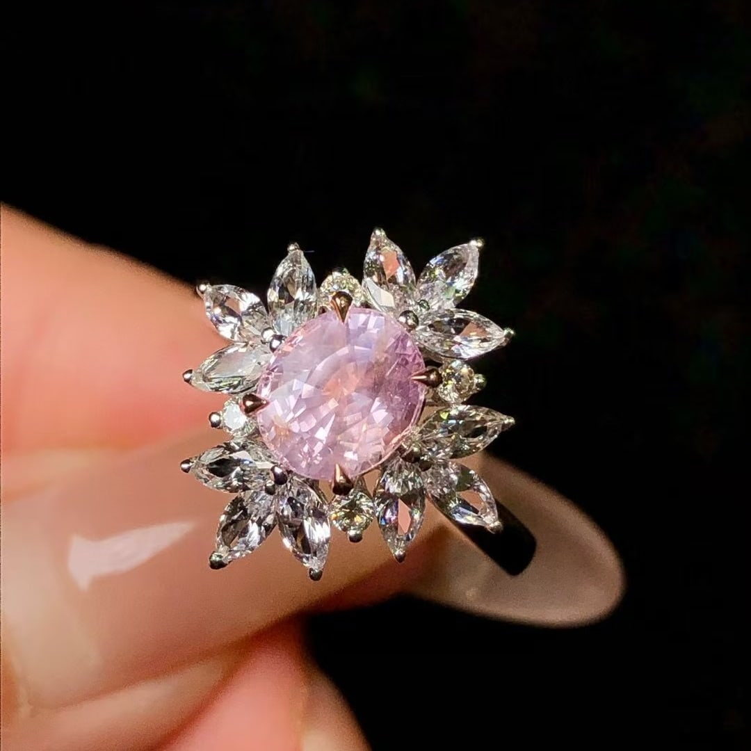 14k Gold 1.82 Ctw Natural Padparadscha Sapphire & Diamond Ring - 2