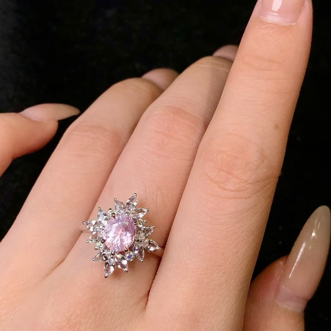 14k Gold 1.82 Ctw Natural Padparadscha Sapphire & Diamond Ring - 3