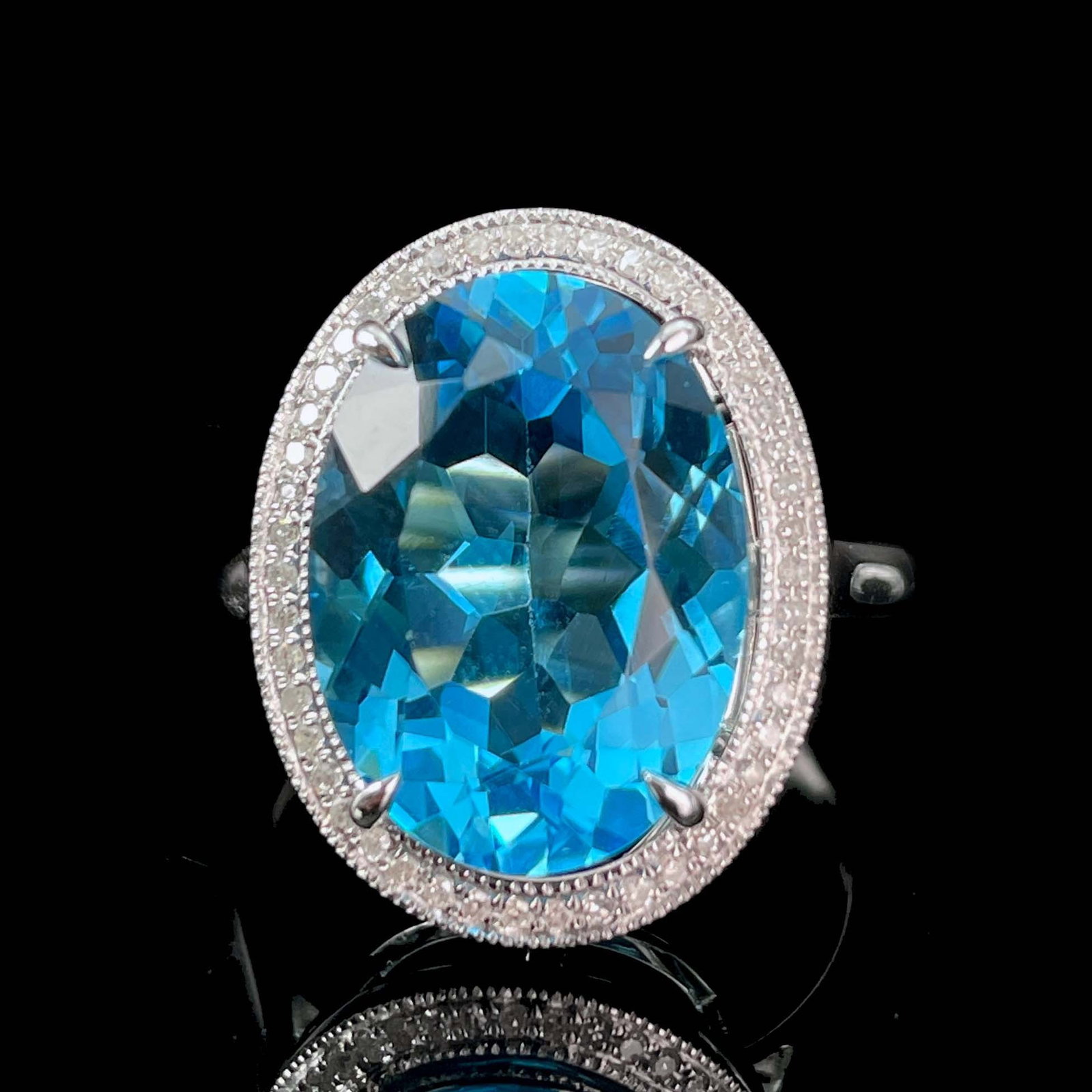 14k Gold 7.53 Ctw Natural Topaz & Diamond Ring - 2