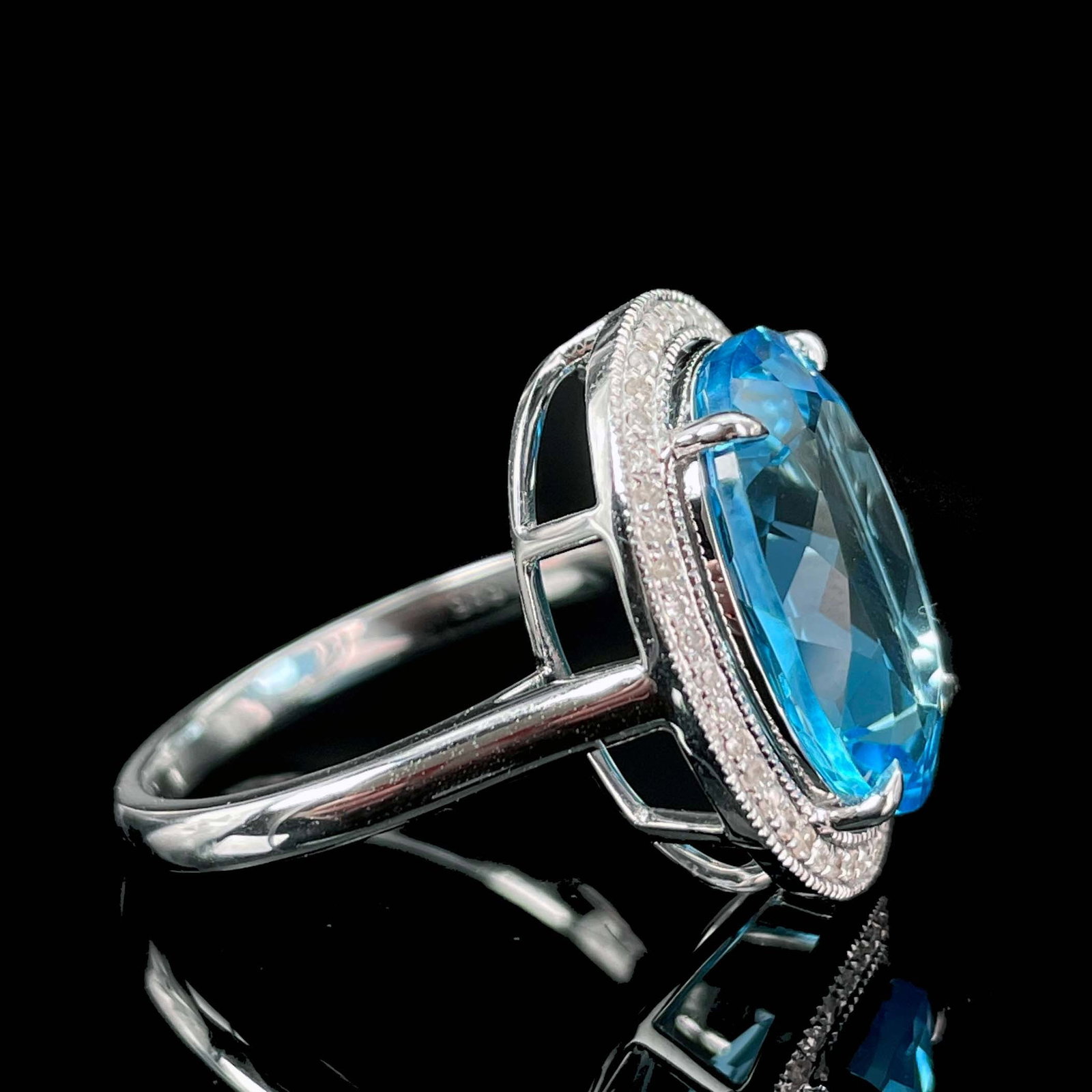 14k Gold 7.53 Ctw Natural Topaz & Diamond Ring - 3