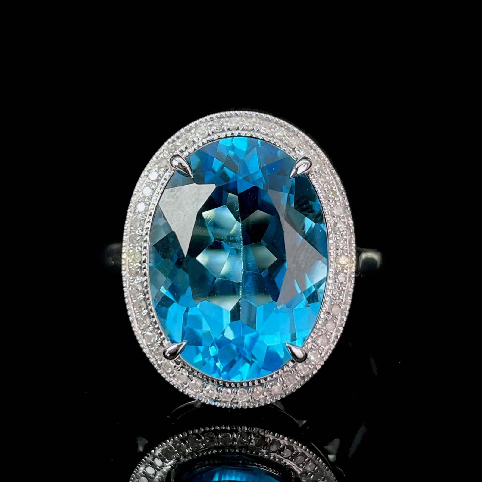 14k Gold 7.53 Ctw Natural Topaz & Diamond Ring - 6