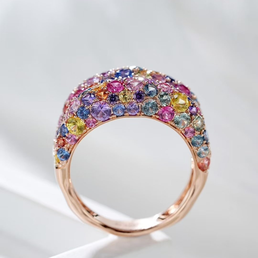 14k Gold 5 Ct Natural Sapphire Ring - 8