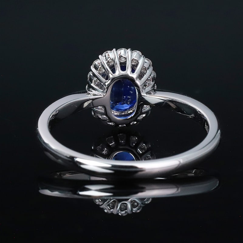 14k Gold 1.30 Ctw Vivid Blue Natural Sapphire & Diamond Ring - 4