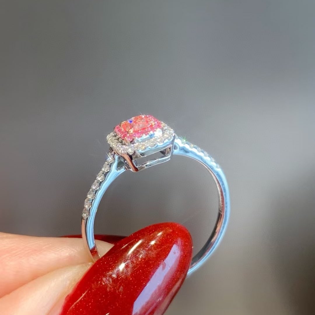 14k Gold 0.49 Ctw Natural Pink Diamond & Diamond Ring - 2