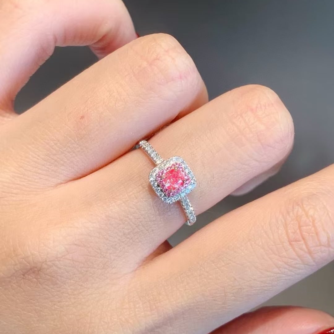 14k Gold 0.49 Ctw Natural Pink Diamond & Diamond Ring - 3