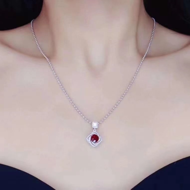 14k Gold 1.61 Ctw Natural Ruby & Diamond Pendant( Without Chain ) - 2