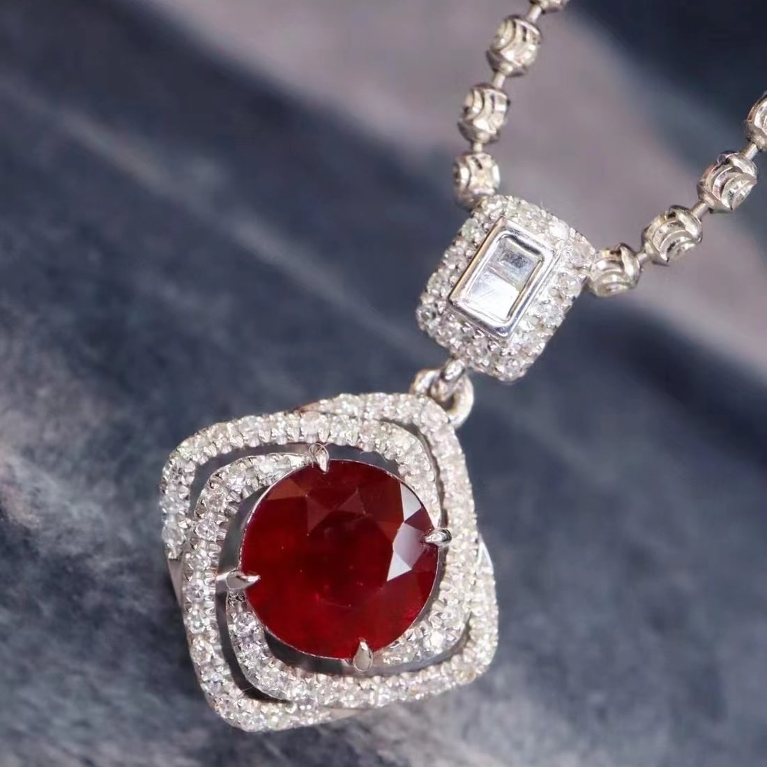 14k Gold 1.61 Ctw Natural Ruby & Diamond Pendant( Without Chain ) - 3
