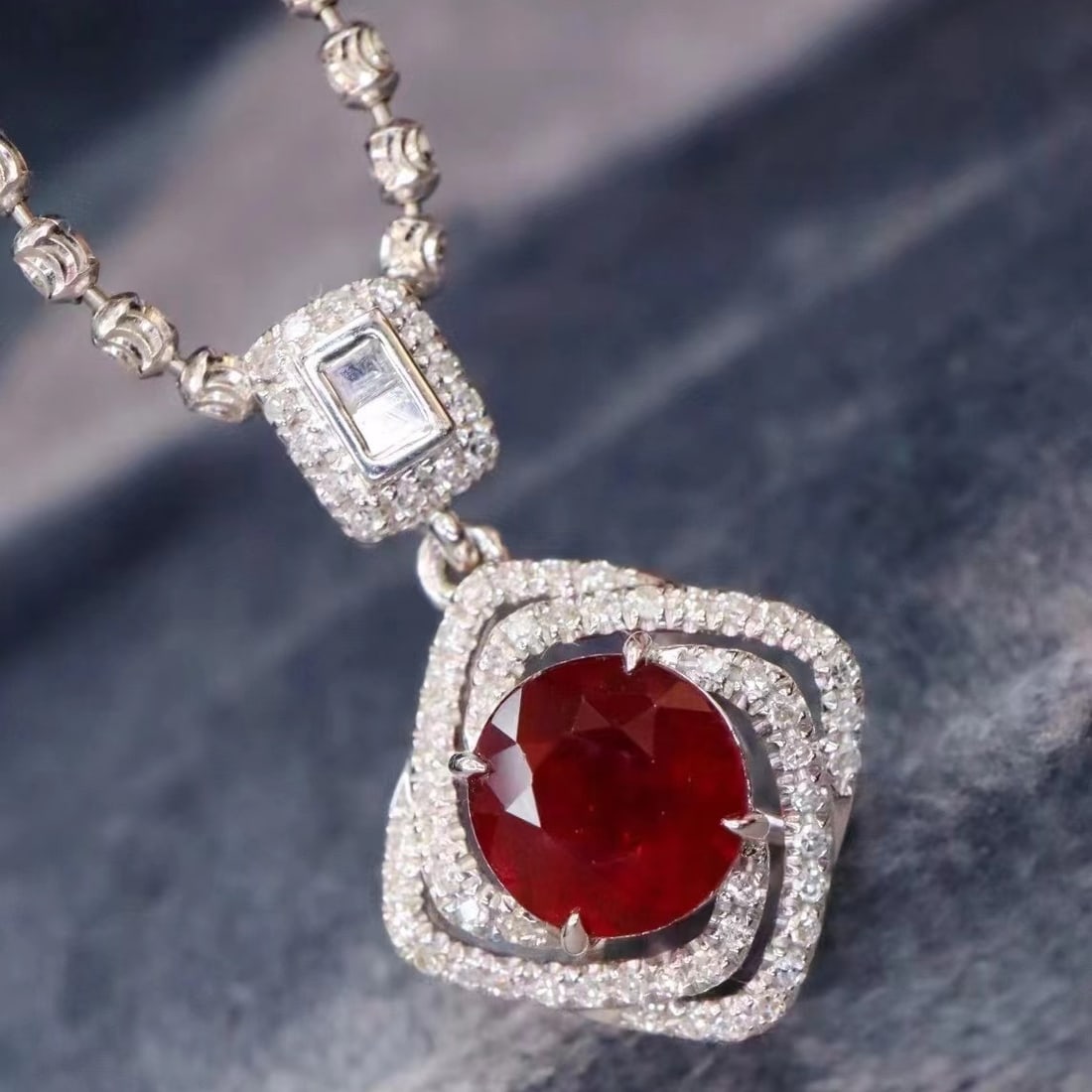 14k Gold 1.61 Ctw Natural Ruby & Diamond Pendant( Without Chain ) - 5