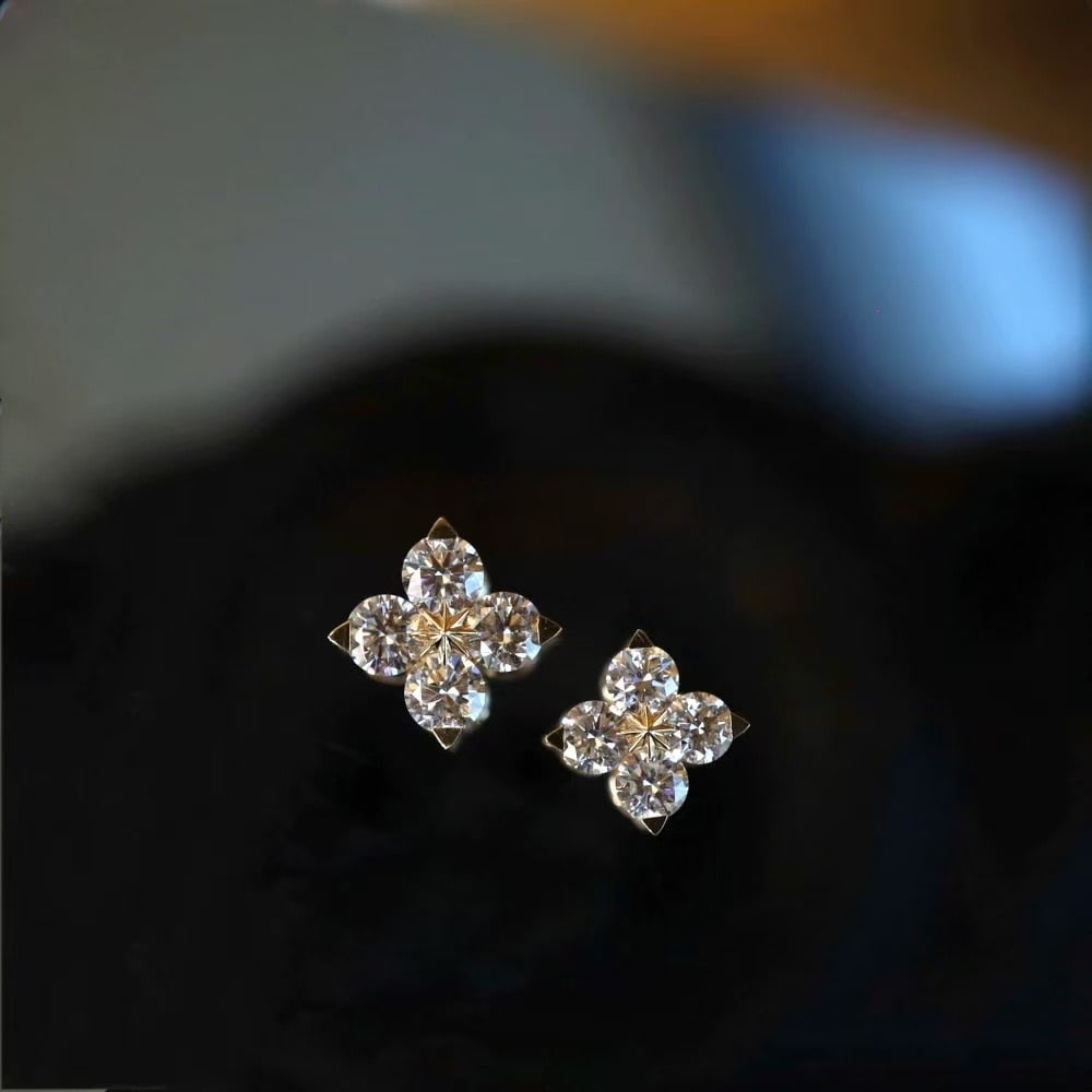 14k Gold 0.8 Ct Natural H Diamond Earrings - 3