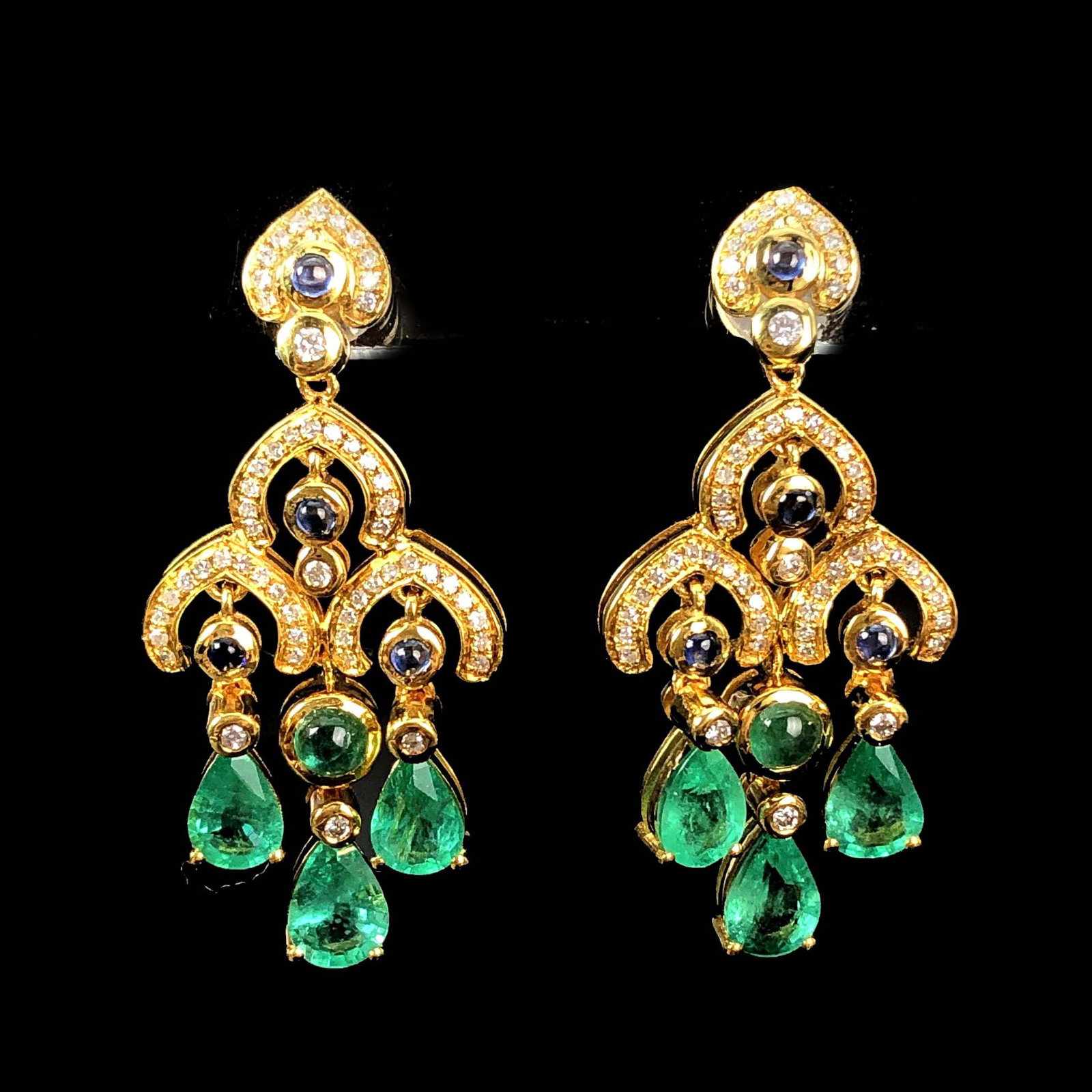 14k Gold 3.71 Ctw Natural Emerald & Diamond Earrings - 4