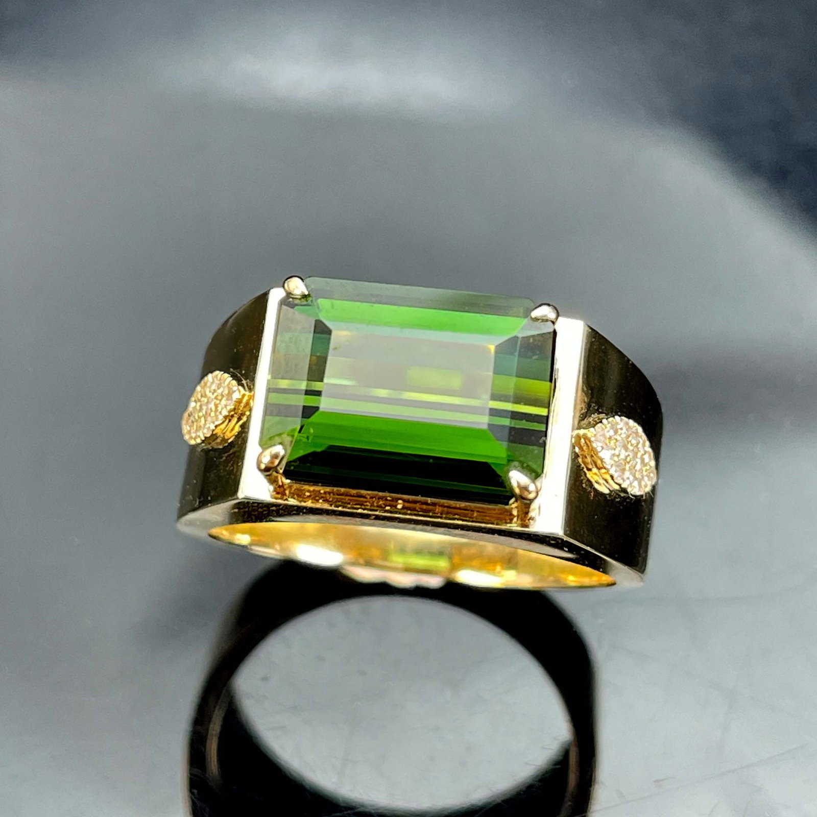14k Gold 4.74 Ctw Natural Tourmaline & Diamond & Men¡¯s Ring - 3