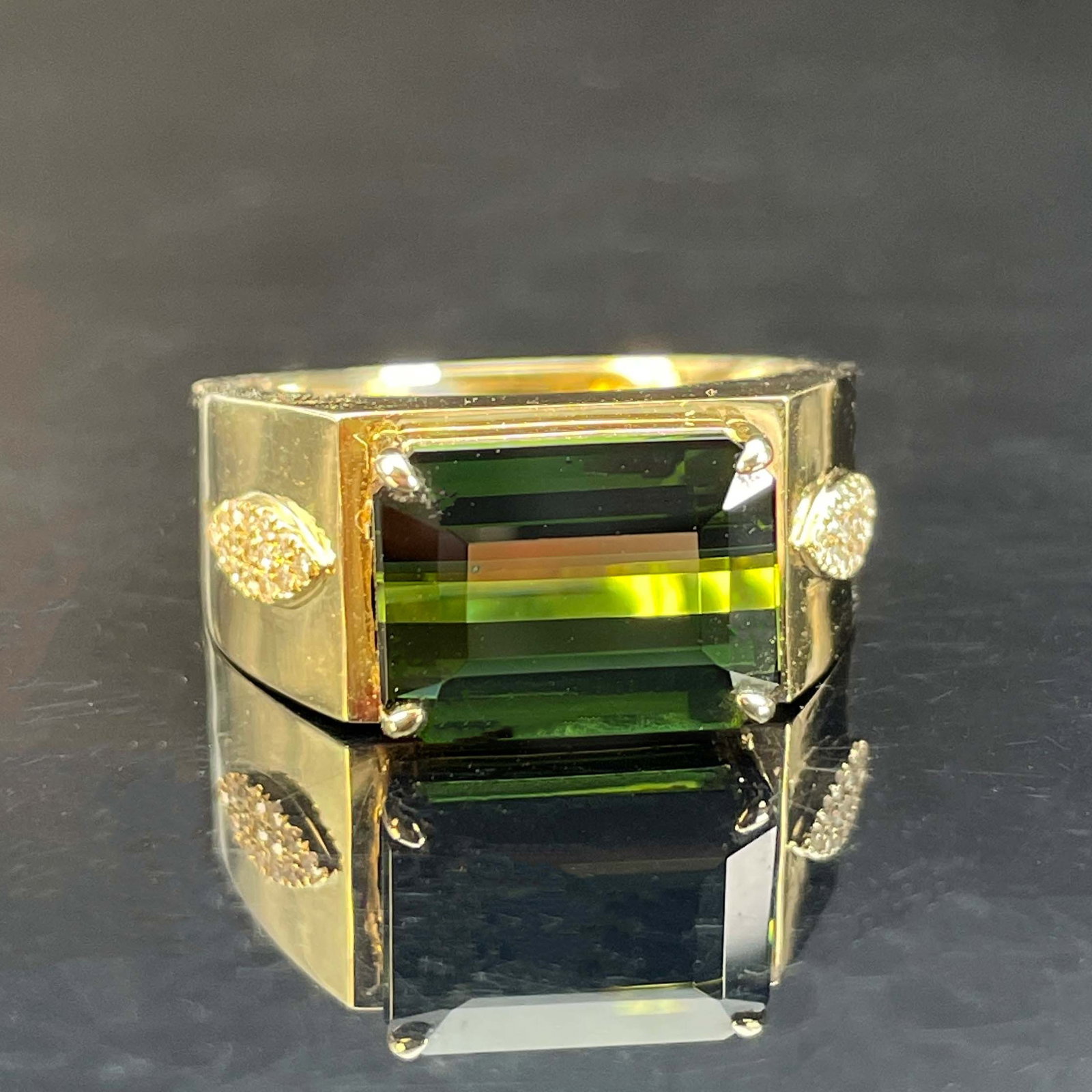 14k Gold 4.74 Ctw Natural Tourmaline & Diamond & Men¡¯s Ring - 5