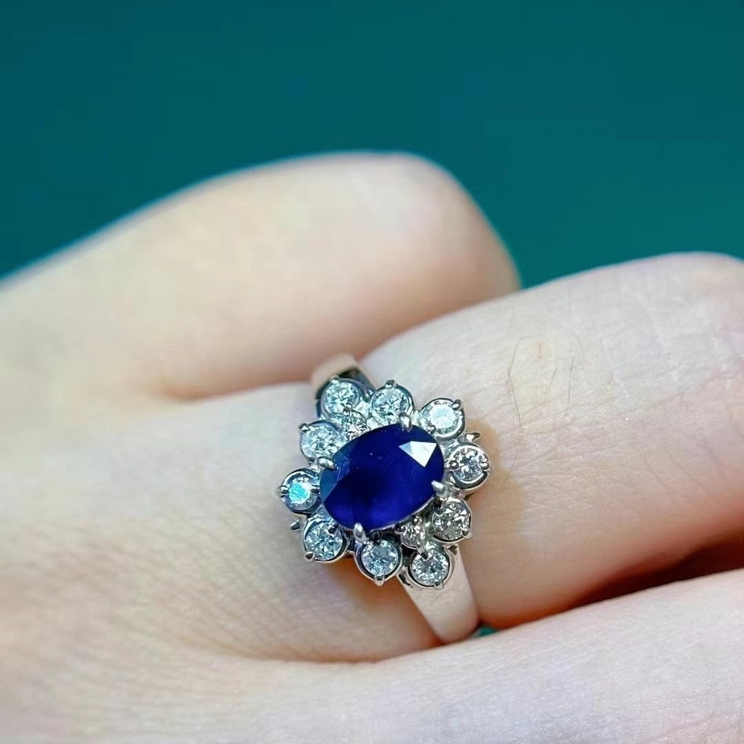 14k Gold 1.35 Ctw Natural Sapphire & Diamond Ring - 2