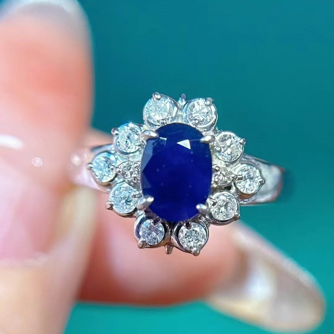 14k Gold 1.35 Ctw Natural Sapphire & Diamond Ring - 3