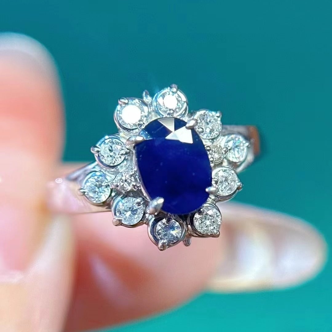 14k Gold 1.35 Ctw Natural Sapphire & Diamond Ring - 4