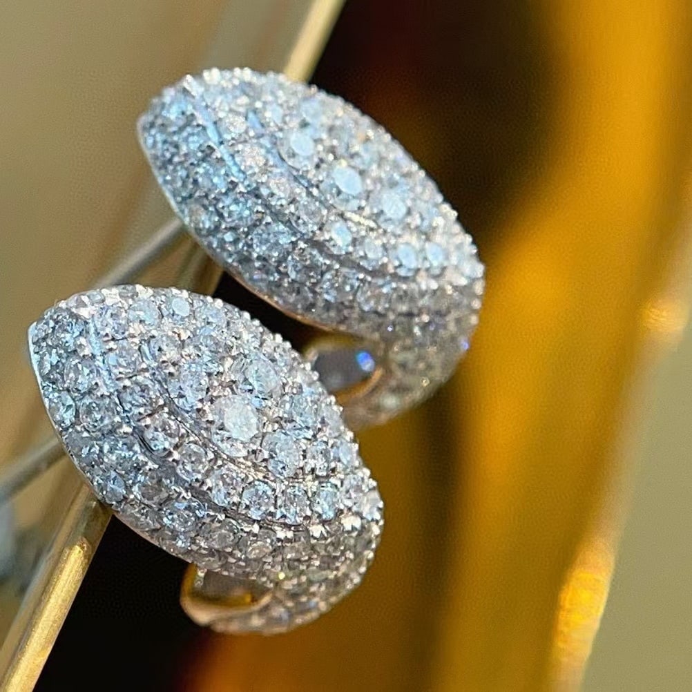14k Gold 1 Ct Natural H Diamond Earrings - 4