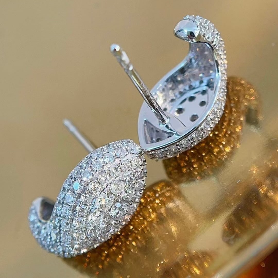 14k Gold 1 Ct Natural H Diamond Earrings - 5