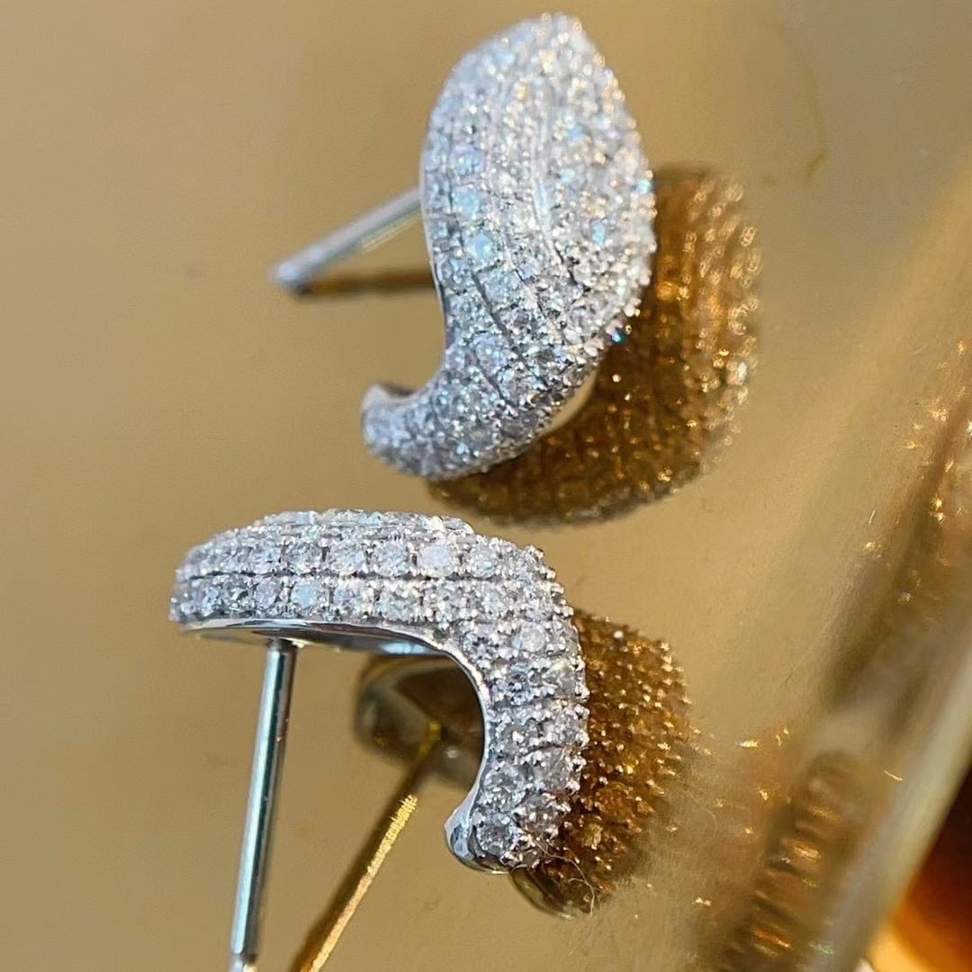 14k Gold 1 Ct Natural H Diamond Earrings - 6