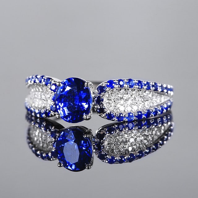 14k Gold 1.14 Ctw Natural Sapphire & Diamond Ring - 2