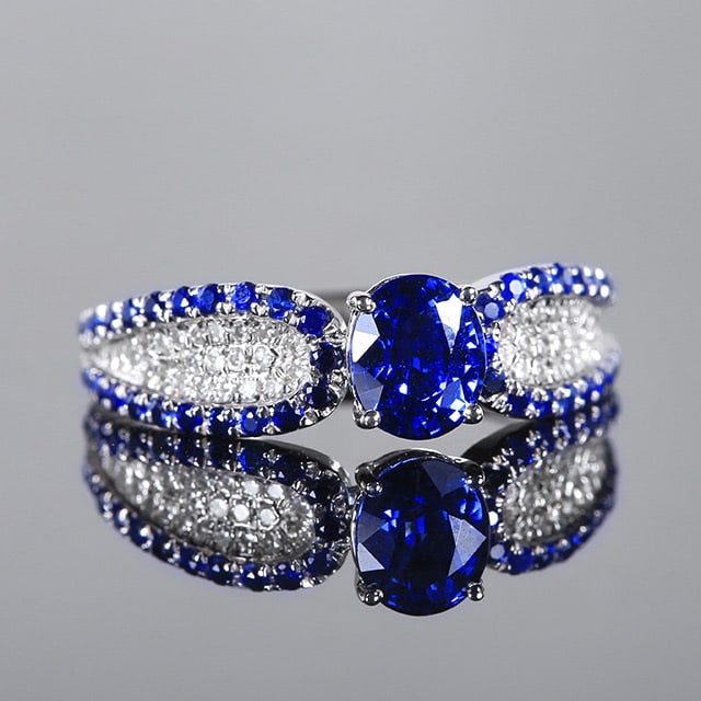 14k Gold 1.14 Ctw Natural Sapphire & Diamond Ring - 3