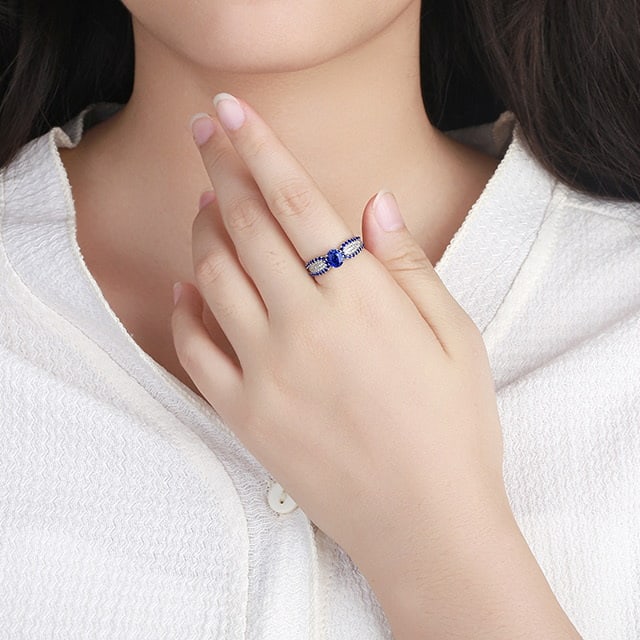 14k Gold 1.14 Ctw Natural Sapphire & Diamond Ring - 5