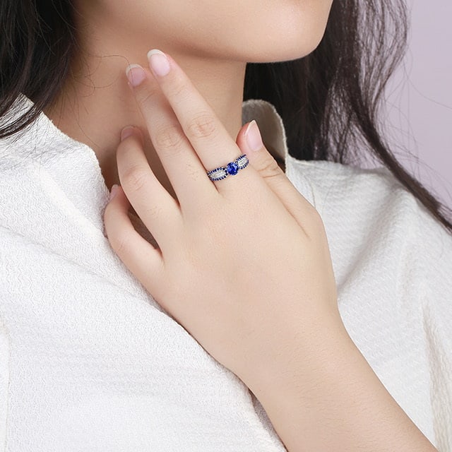 14k Gold 1.14 Ctw Natural Sapphire & Diamond Ring - 6