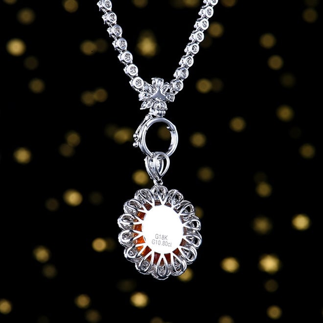 14k Gold 11.24 Ctw Natural Spessartine & Diamond Pendant( Without Chain ) - 4