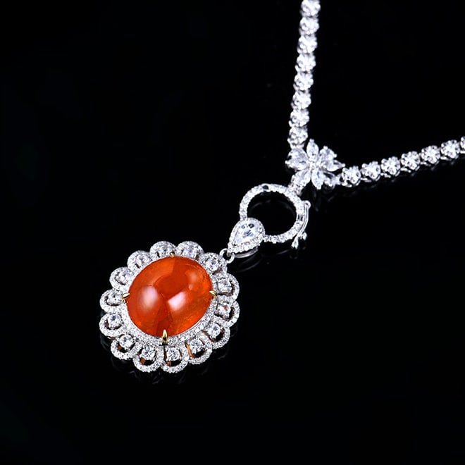 14k Gold 11.24 Ctw Natural Spessartine & Diamond Pendant( Without Chain ) - 5